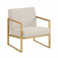 Sedia imbottita con braccioli in tessuto poliestere beige e struttura in acciaio oro 58 x 60 x 80 cm