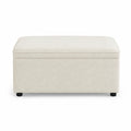Pouf contenitore rettangolare in tessuto bouclé colore crema struttura in legno MDF 80 x 40 x 45 cm