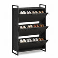 Scarpiera a ribalta in MDF e acciaio verniciato nero struttura metallica 3 ante 120 cm 80 cm 24 cm