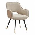 Sedia poltrona con braccioli in tessuto poliestere beige struttura in acciaio verniciato nero con dettagli oro gambe in metallo 80 cm