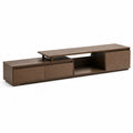 Mobile TV in legno ingegnerizzato effetto rovere naturale con ante scorrevoli e vani a giorno 180 x 40 x 50 cm