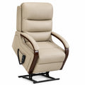 Poltrona relax elettrica in pelle sintetica PU struttura in legno e metallo colore beige 85 x 90 x 105 cm con comando laterale
